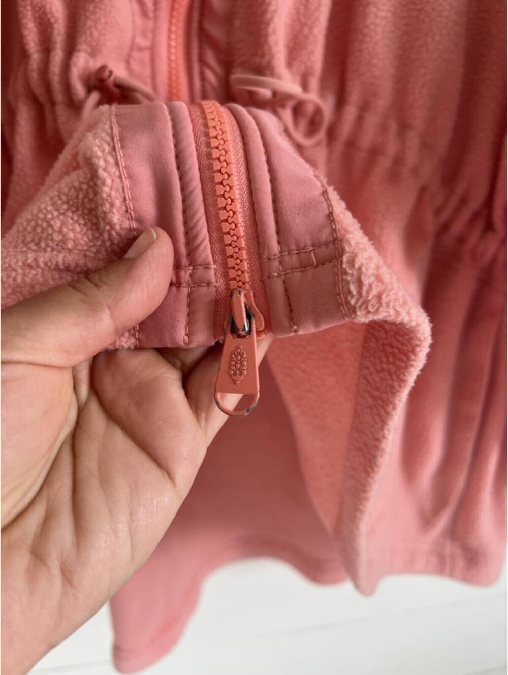 Free People Coral Pink Fleece Zip Up Women's Size M Oversized Cozy Outerwear - Picture 4 of 9